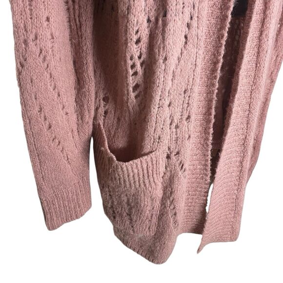 Free People Cardigan Sweater Womens XS Pink Alpaca Lemon Drop Oversized Hooded - Picture 7 of 14